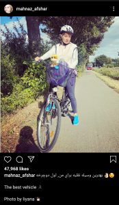 عکسی که لیانا از مهناز افشار روی دوچرخه گرفته
