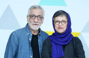 تیپ مشکی و آبی مسعود رایگان و همسرش رویا تیموریان
