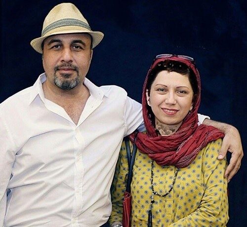 همسر رضا عطاران با شال قرمز