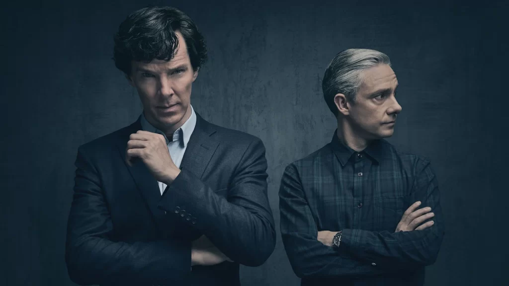 مارتین فریمن و بندیکت کامبربچ در سریال شرلوک